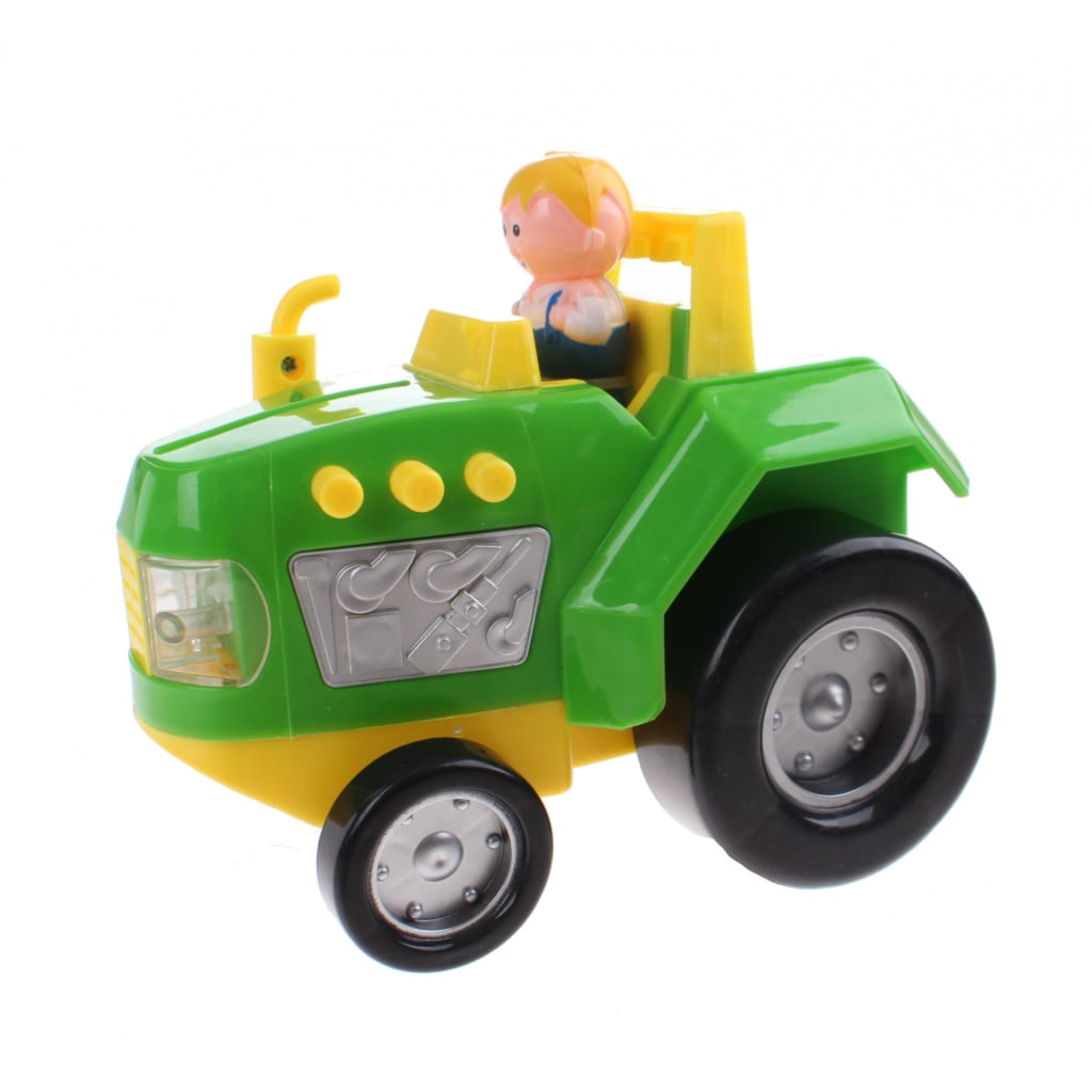 Let's Play tractor met licht en geluid 15 cm groen/geel