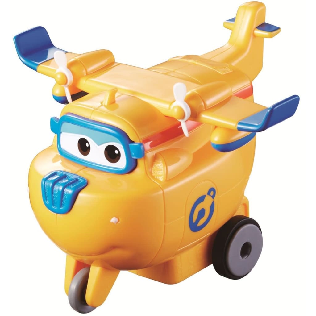 Super Wings voertuig met vliegwiel Vroom 'n' Zoom! 11 cm geel