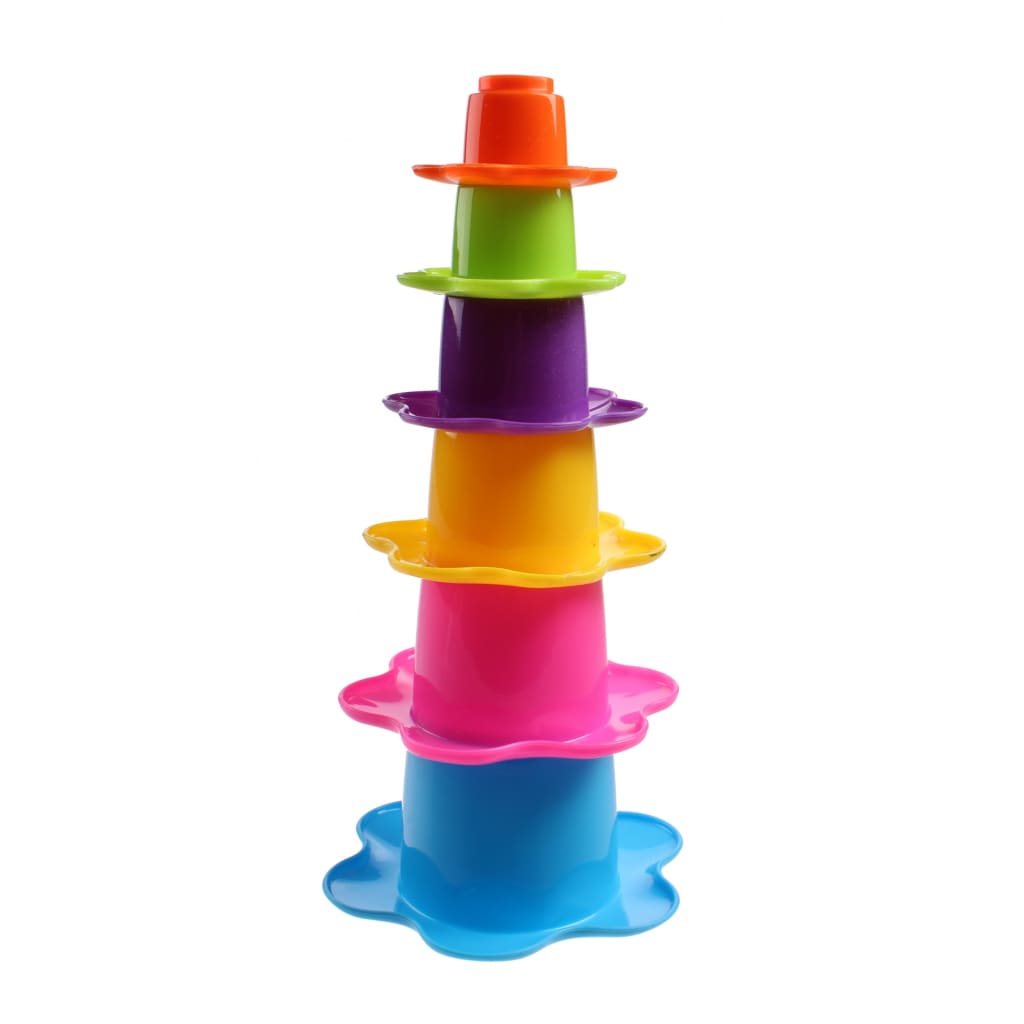 Kids Fun stapelbekers bloem 6-delig blauw