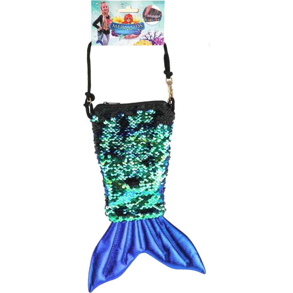 Toi-Toys zeemeerminstaart tas met pailletten 28 cm blauw/groen