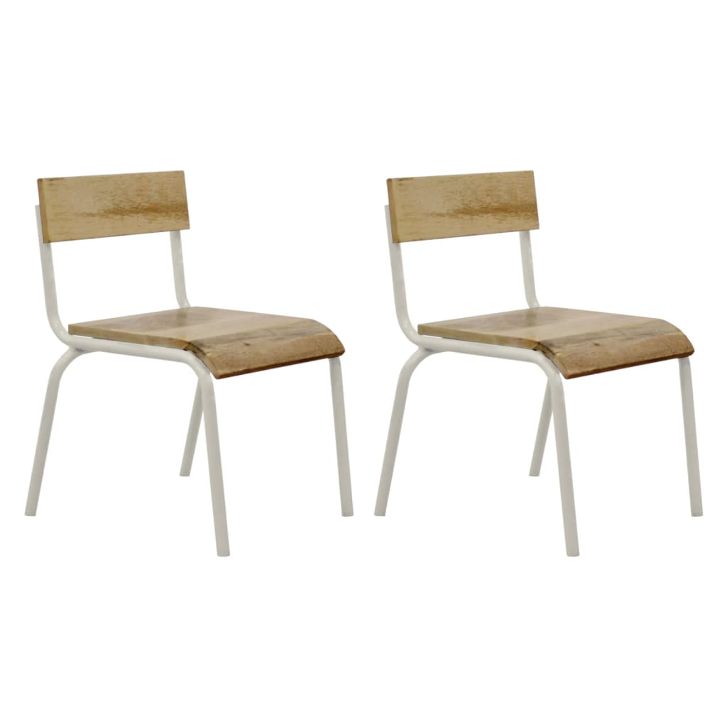 Immagine di KidsDepot Set di Sedie Original in Legno di Mango Bianco 2 pz