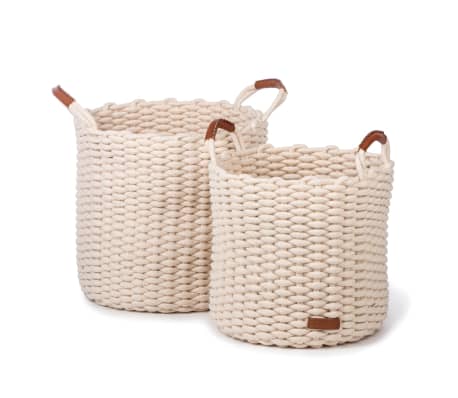 KidsDepot 2 Piece Baskets Set Korbo L Cotton White