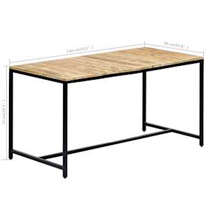 Jídelní stůl 140 x 70 x 75 cm masivní hrubé mangovníkové dřevo - obrázek 7