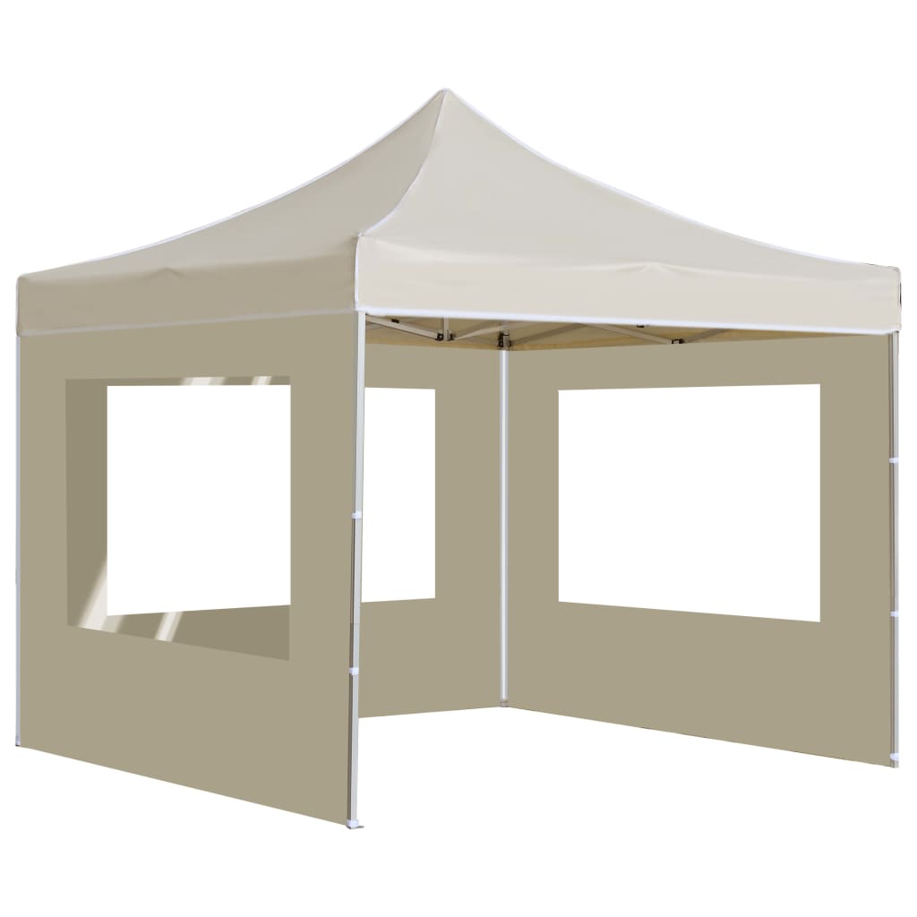 vidaXL Partytent inklapbaar met wanden 3x3 m aluminium crème afbeelding