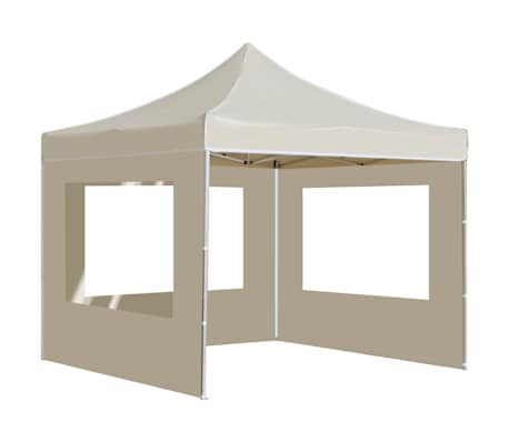 vidaXL Partytent inklapbaar met wanden 3x3 m aluminium cr&egrave;me