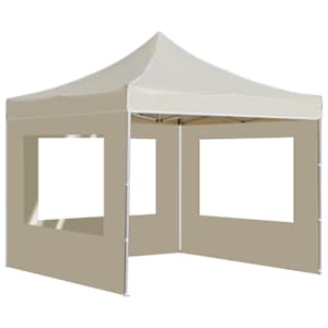 vidaXL Partytent inklapbaar met wanden 3x3 m aluminium cr&egrave;me