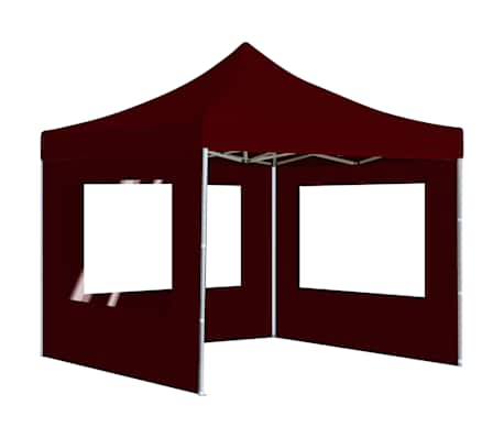 vidaXL Tente de r&eacute;ception pliable avec parois Aluminium 3x3 m Bordeaux