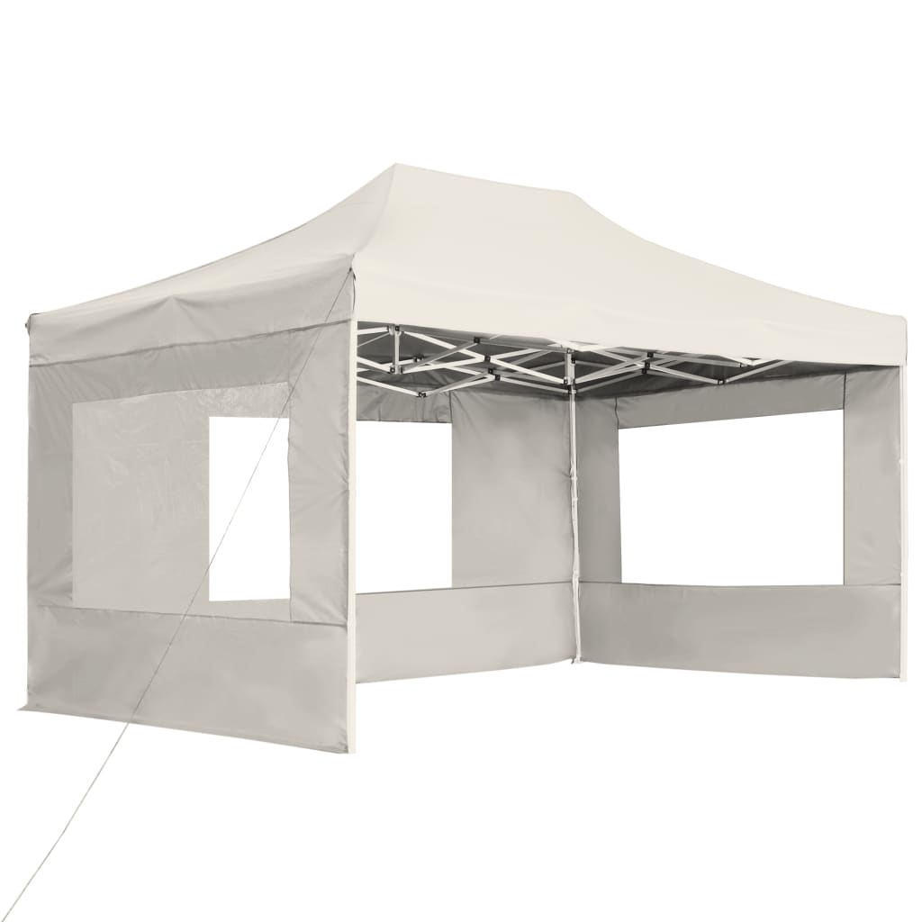 vidaXL Partytent inklapbaar met wanden 4,5x3 m aluminium crème afbeelding
