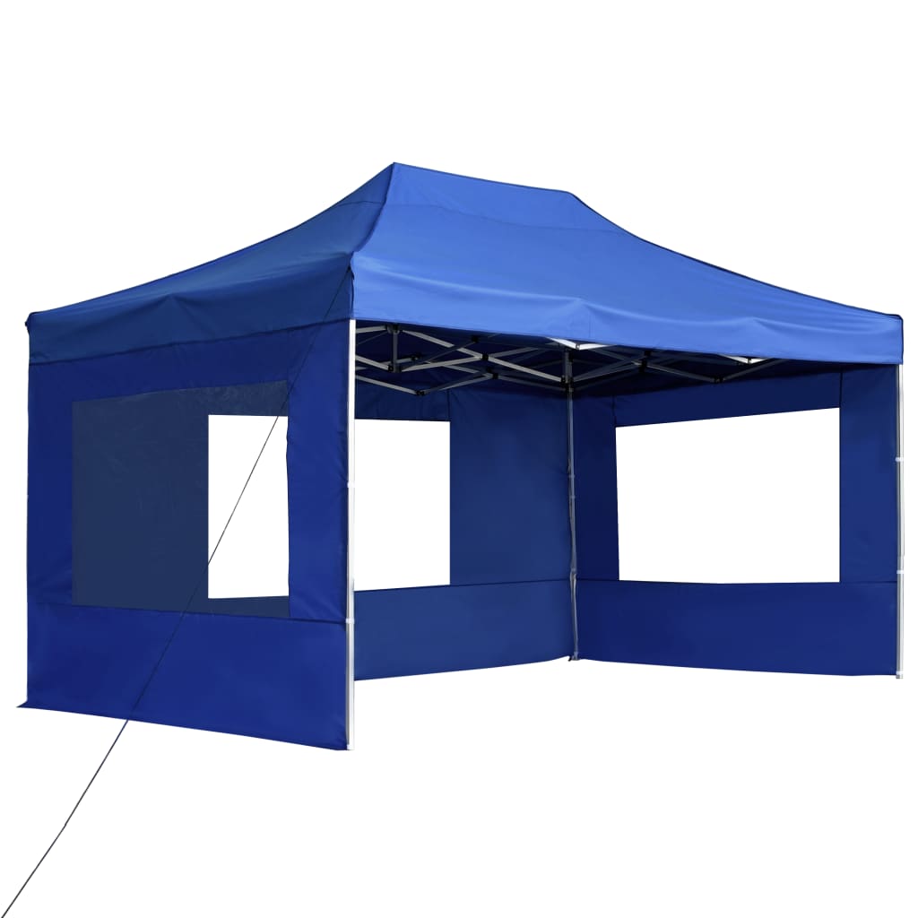 vidaXL Cort de petrecere pliabil cu pereți albastru, 4,5x3 m, aluminiu