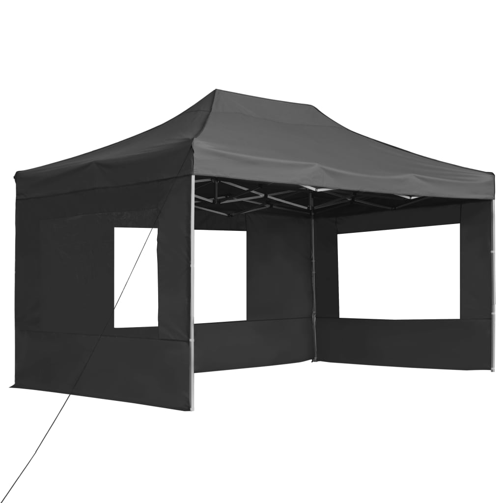 vidaXL Partytent inklapbaar met wanden 4,5x3 m aluminium antraciet afbeelding