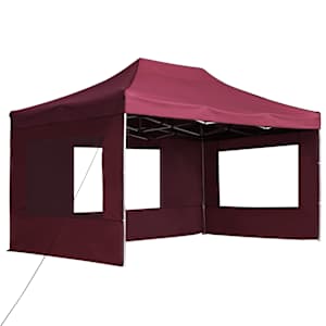 vidaXL Professional Folding Party Tent with Walls Aluminium 4.5x3 m Wine Red