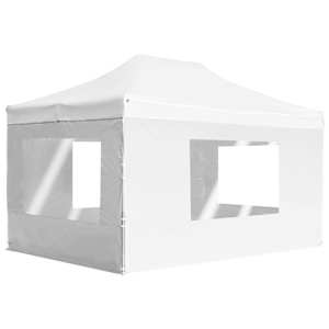 vidaXL kokkupandav peotelk seintega, alumiinium, 4,5 x 3 m, valge