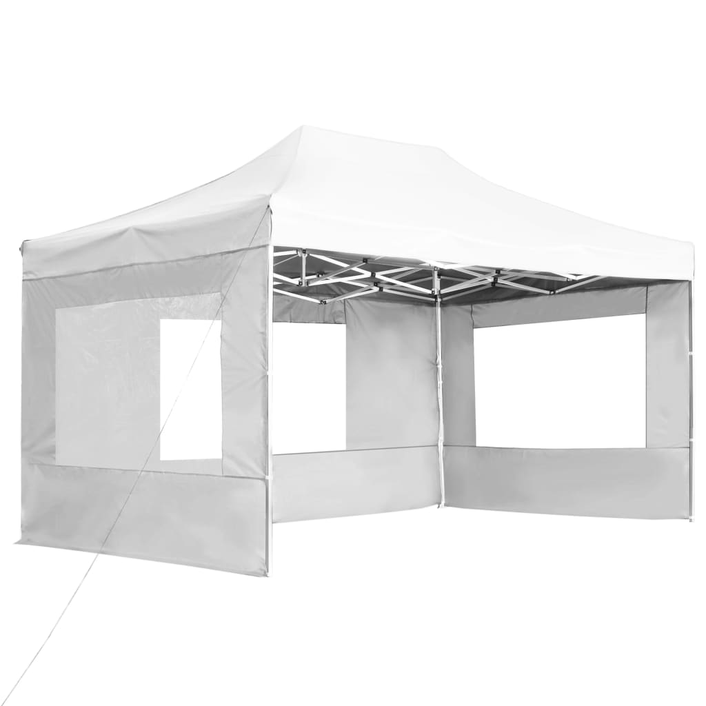 vidaXL Partytent inklapbaar met wanden 4,5x3 m aluminium wit afbeelding
