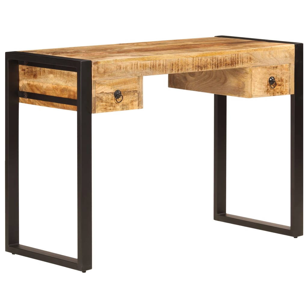 Bureau met 2 lades 110x50x77 cm massief mangohout image 13