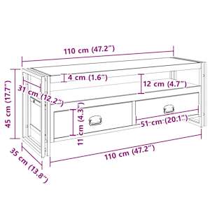TV stolek 120 x 35 x 45 cm masivní akáciové dřevo - obrázek 11