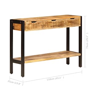Příborník se 3 zásuvkami 110 x 35 x 75 cm masivní mangovník - obrázek 8