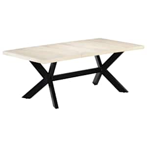 Jedilna miza bela 200x100x75 cm trden mangov les