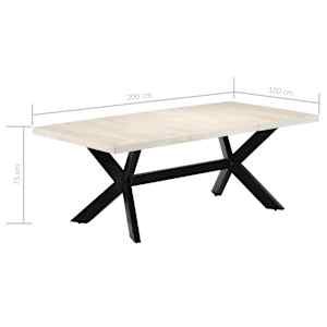Jídelní stůl bílý 200 x 100 x 75 cm masivní mangovníkové dřevo - obrázek 7
