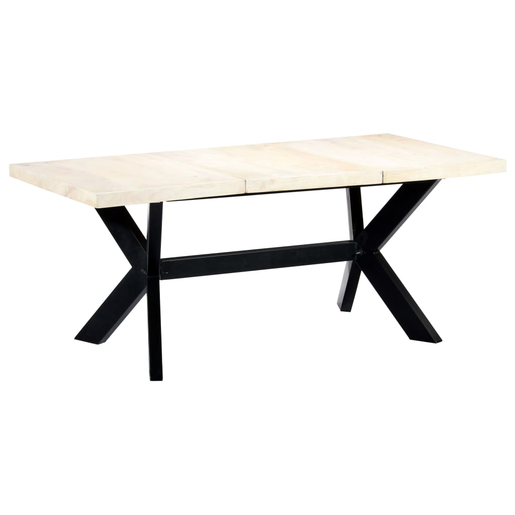 Jídelní stůl bílý 180 x 90 x 75 cm masivní mangovníkové dřevo