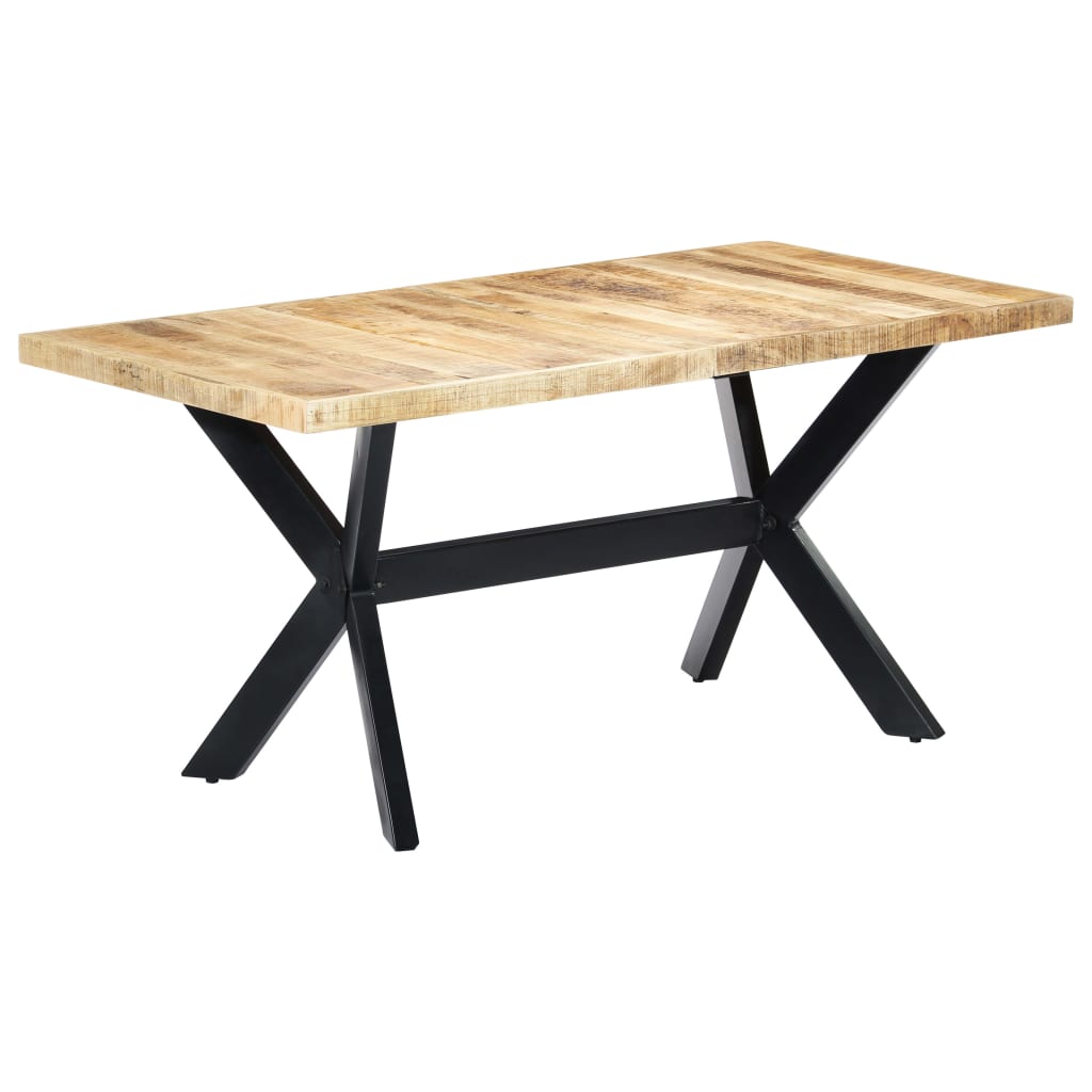 Image of vidaXL Dining Table 160x80x75 cm Solid Rough Mango Wood