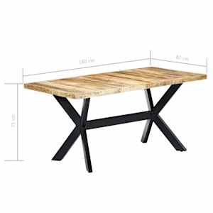 Jídelní stůl 160 x 80 x 75 cm masivní hrubé mangovníkové dřevo - obrázek 7