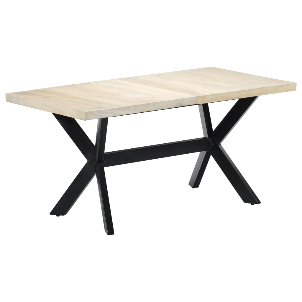 Blagovaonski stol bijeli 160x80x75 cm od masivnog drva manga