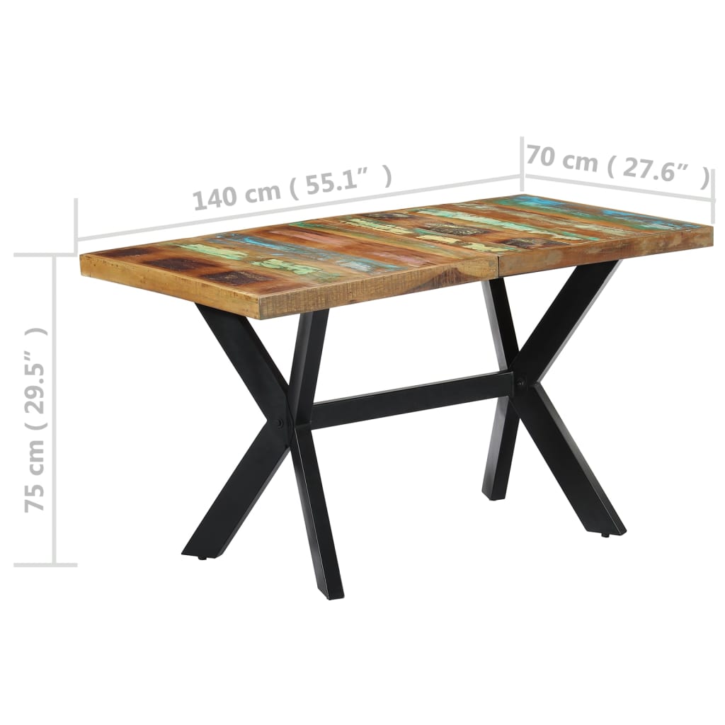 Blagovaonski stol od masivnog obnovljenog drva 140 x 70 x 75 cm