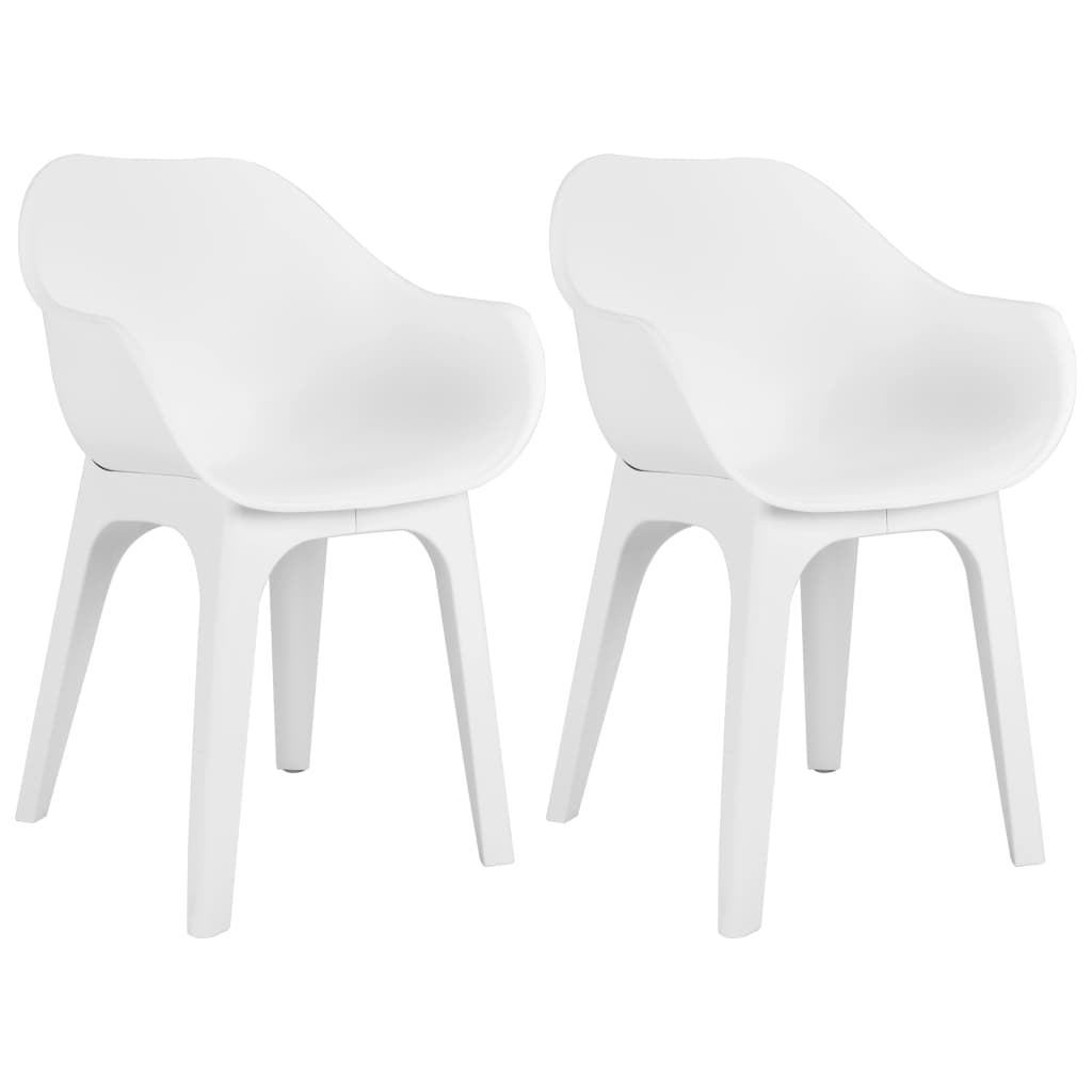 

vidaXL Patio Chairs with Armrests 2 pcs White Plastic