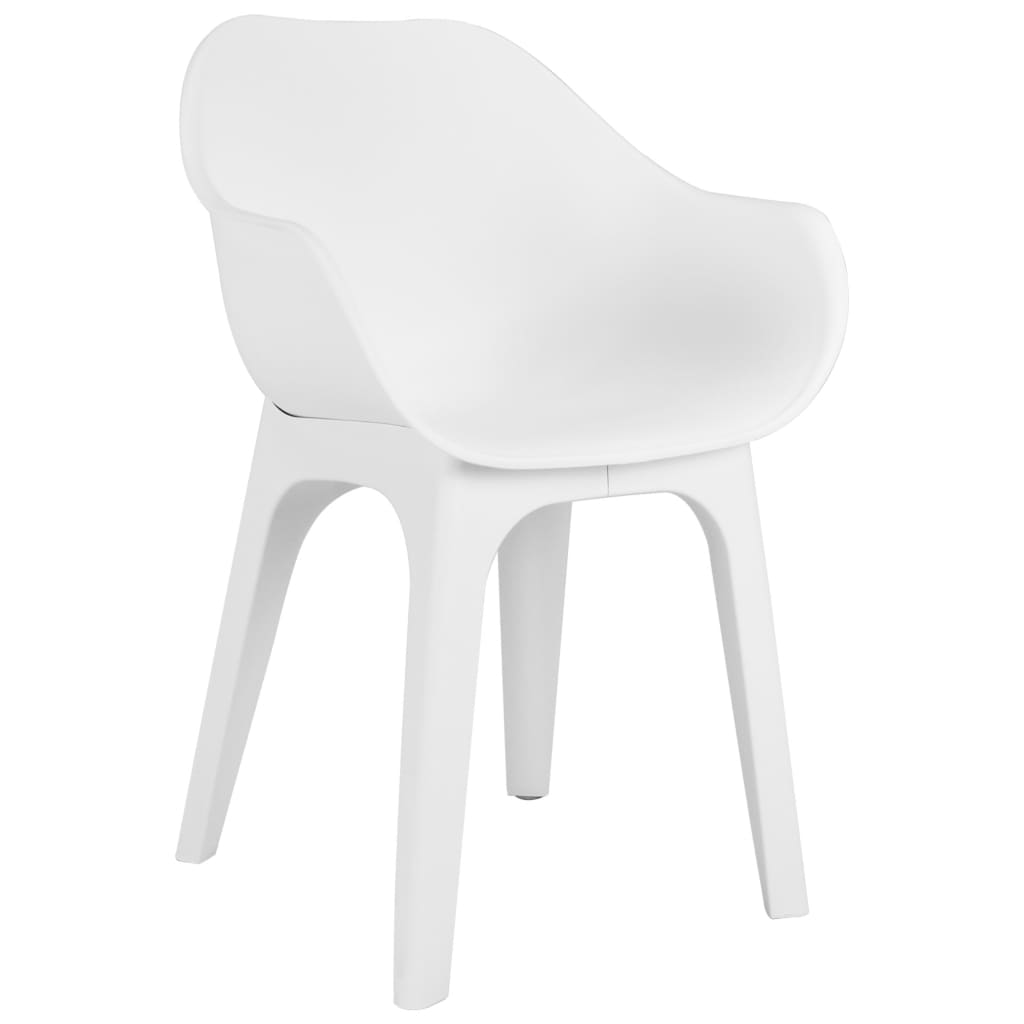 vidaXL dārza krēsli ar roku balstiem, 2 gab., balta plastmasa