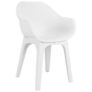 vidaXL Sodo kėdės su porankiais, 2 vnt., baltos spalvos, plastikas