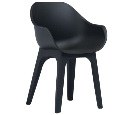 vidaXL Sodo kėdės su porankiais, 2 vnt., antracito spalvos, plastikas