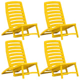 vidaXL Cadeiras de praia dobráveis 4 pcs plástico amarelo