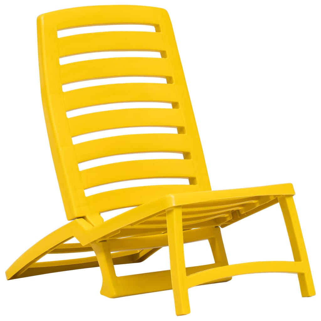 vidaXL salokāmi pludmales krēsli, 4 gab., dzeltena plastmasa