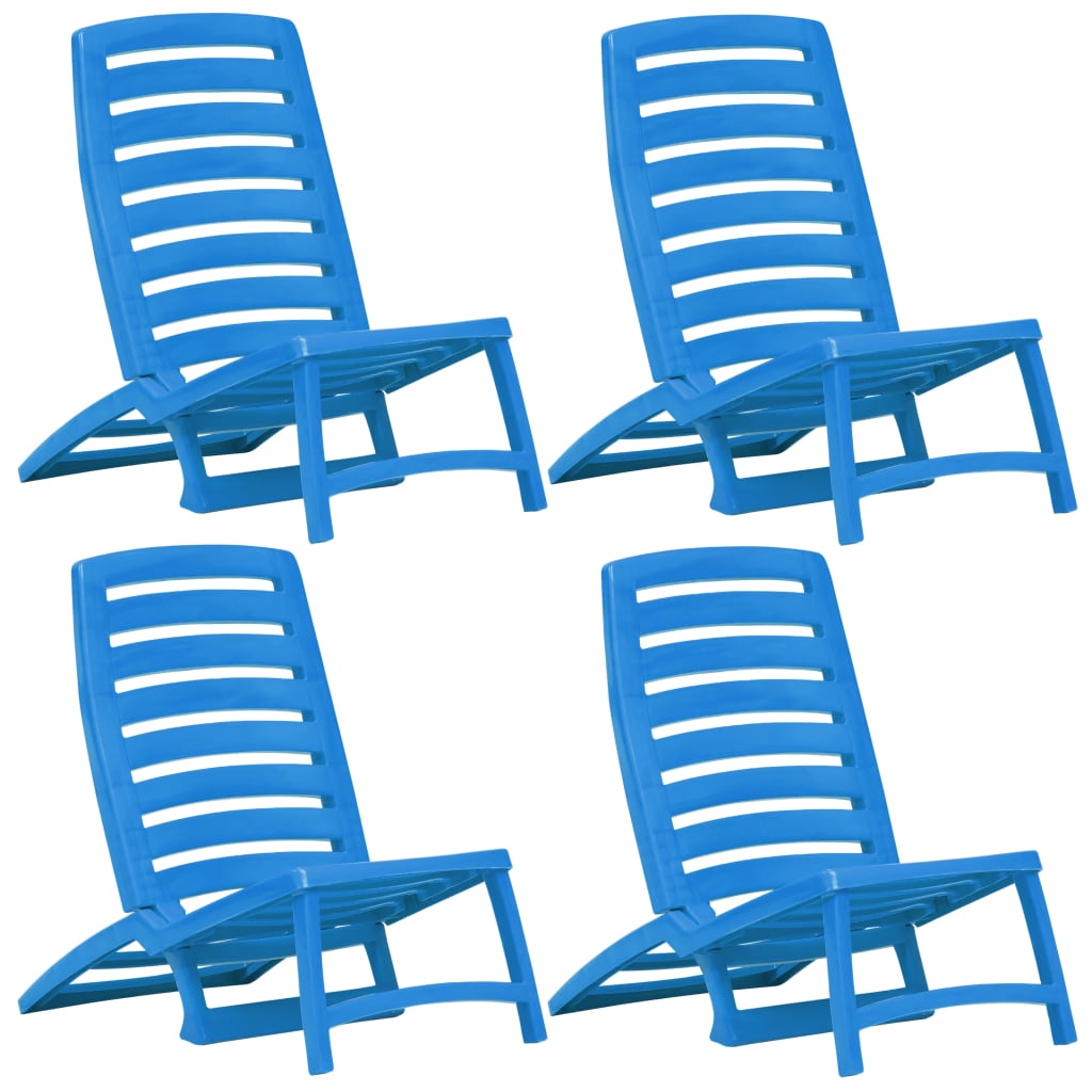 

vidaXL Folding Beach Chair 4 pcs Plastic Blue