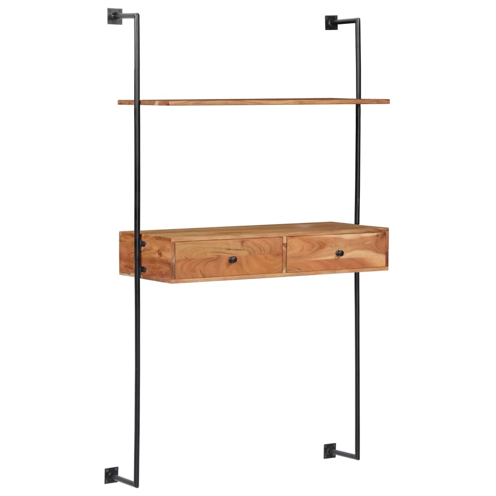 vidaXL vægmonteret skrivebord massivt akacietræ 90 x 40 x 170 cm