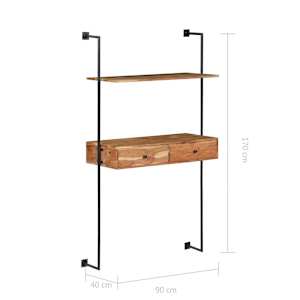 Nástěnný psací stůl 90 x 40 x 170 cm masivní akáciové dřevo - obrázek 8