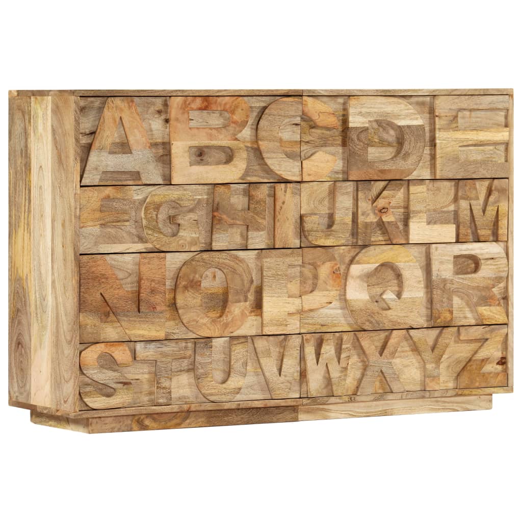 vidaXL Comodă alfabet cu 6 sertare, 120x35x79 cm, lemn masiv de mango vidaXL