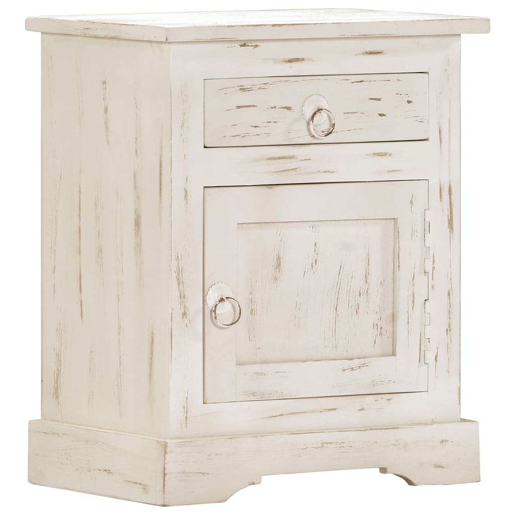 

vidaXL Bedside Cabinet White 15.7"x11.8"x19.7" Solid Mango Wood