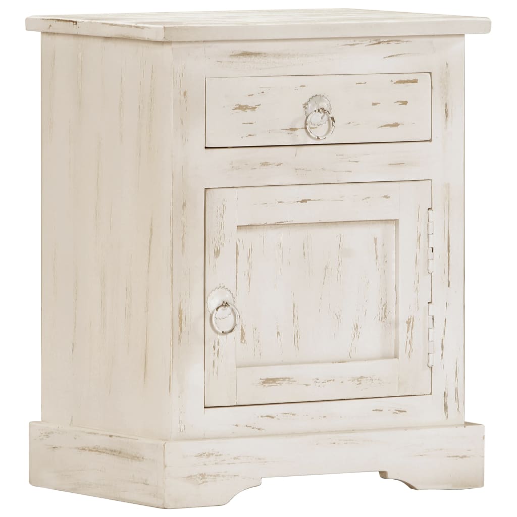 

vidaXL Nachtkastje 40x30x50 cm massief mangohout wit