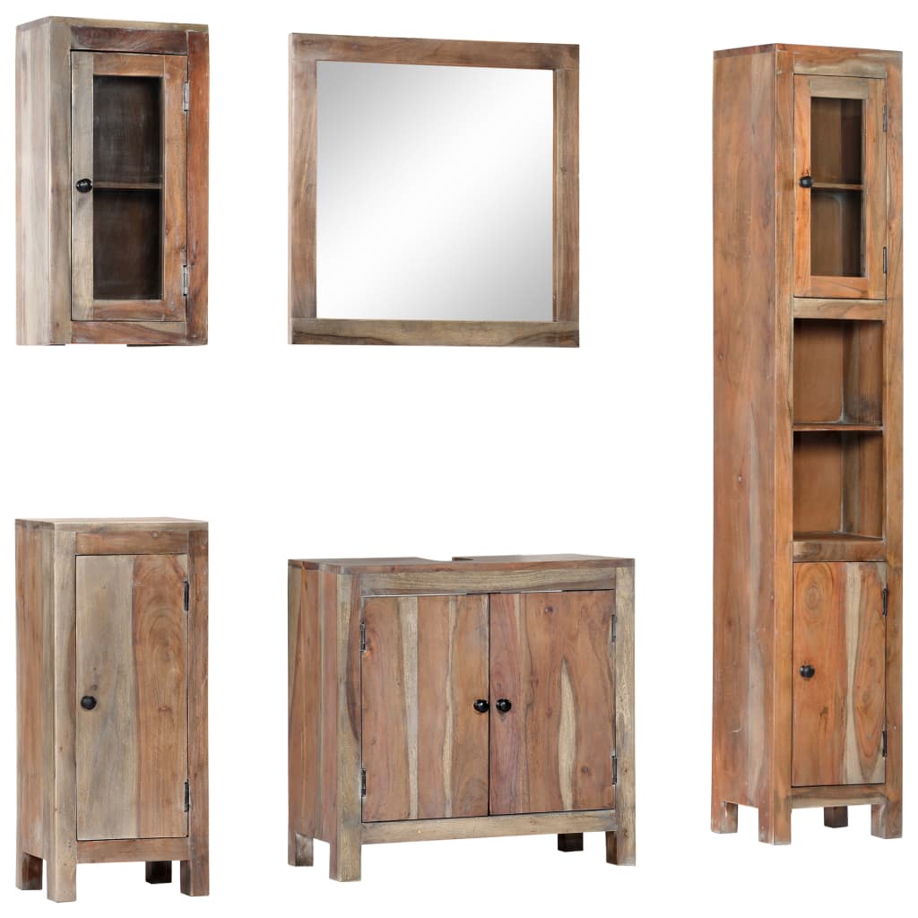 vidaXL Set mobilier de baie, 5 piese, lemn masiv de acacia vidaXL