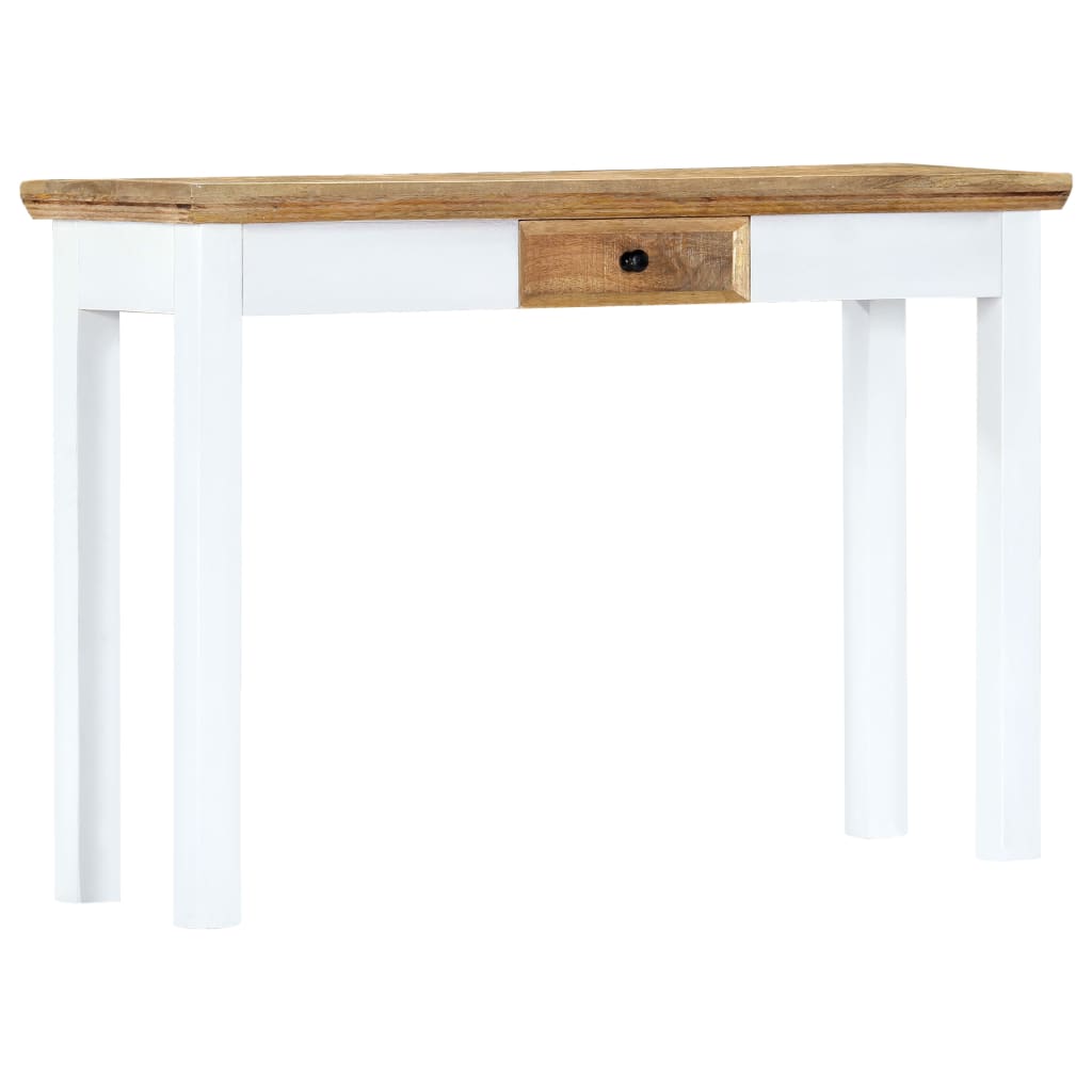 Tavolo Consolle Bianco e Marrone 110x35x75 cm Massello di Mango