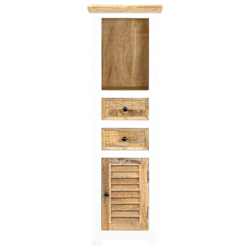 vidaXL Highboard Wei&szlig; und Braun 40x30x128 cm Massivholz Mango