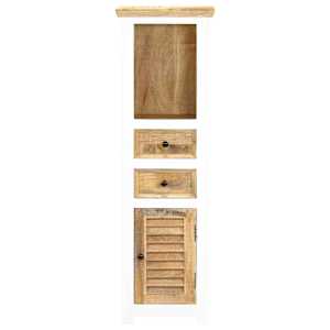 vidaXL Hoge kast 40x30x128 cm massief ruw mangohout wit en bruin