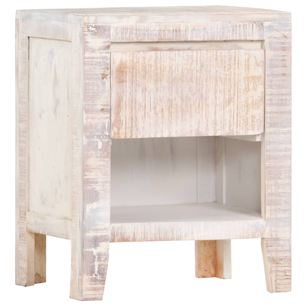 

vidaXL Bedside Cabinet White 15.7"x11.8"x19.6" Solid Acacia Wood