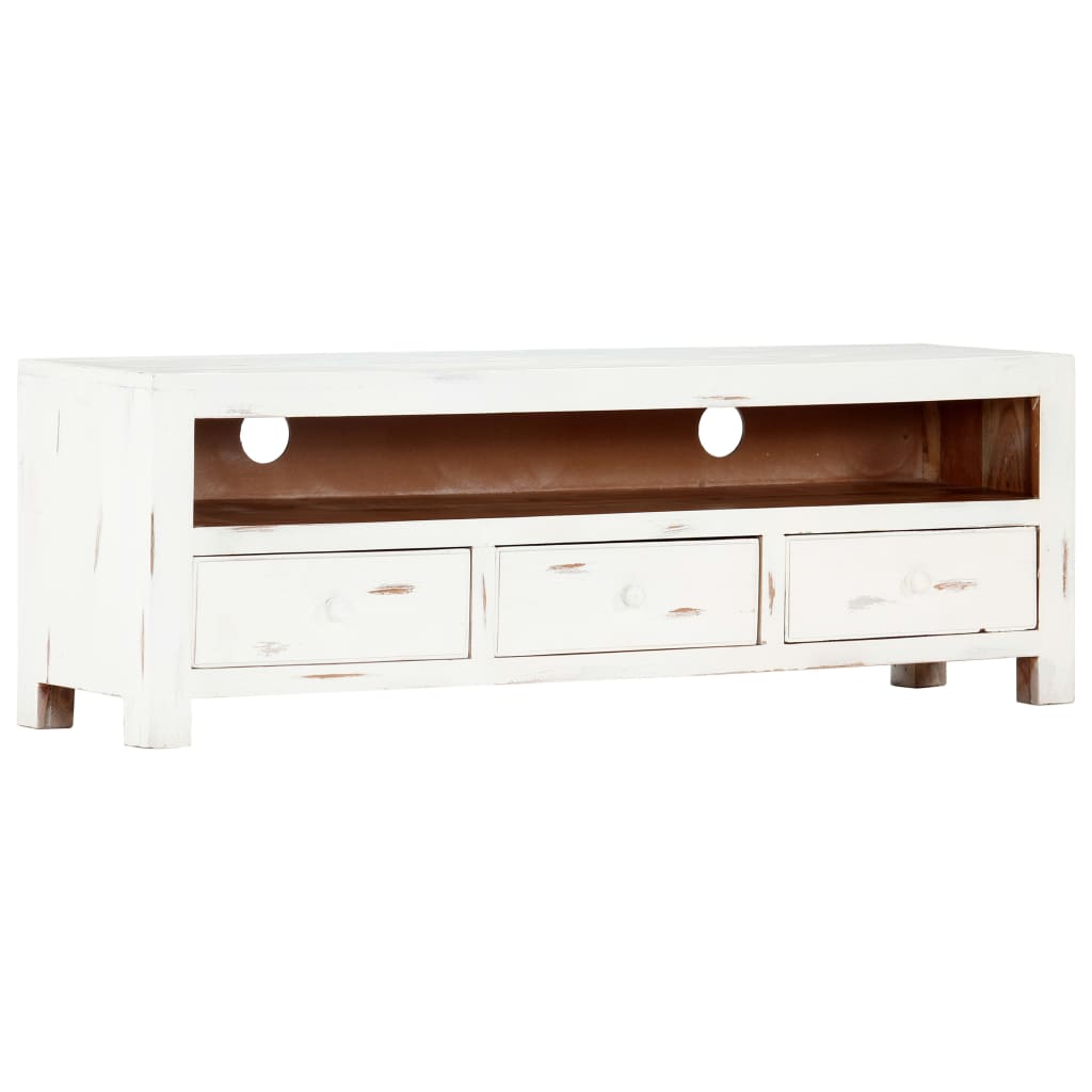 

vidaXL TV Cabinet White 47.2"x11.8"x15.7" Solid Acacia Wood