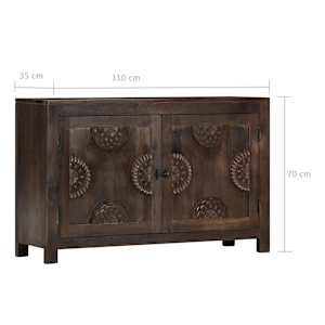 Příborník vyřezávaný design 110 x 35 x 70 cm masivní mangovník - obrázek 8