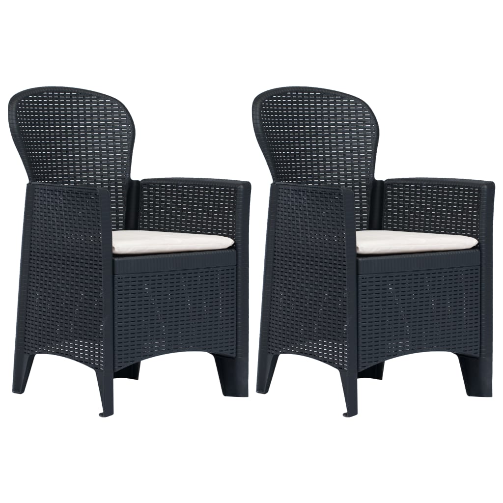 Photos - Garden Furniture VidaXL Patio Chairs 2 pcs with Cushion Anthracite Plastic Rattan Look 