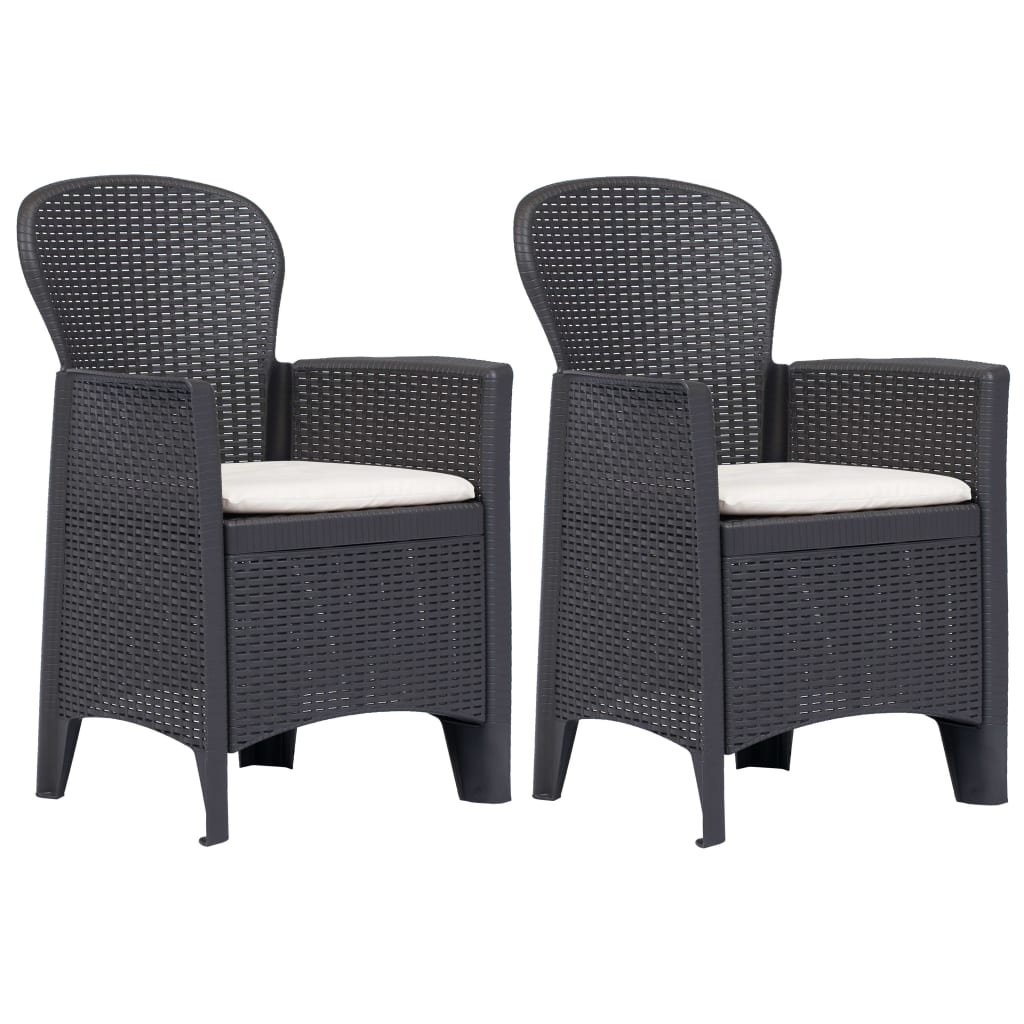 

vidaXL Patio Chair 2 pcs with Cushion Brown Plastic Rattan Look