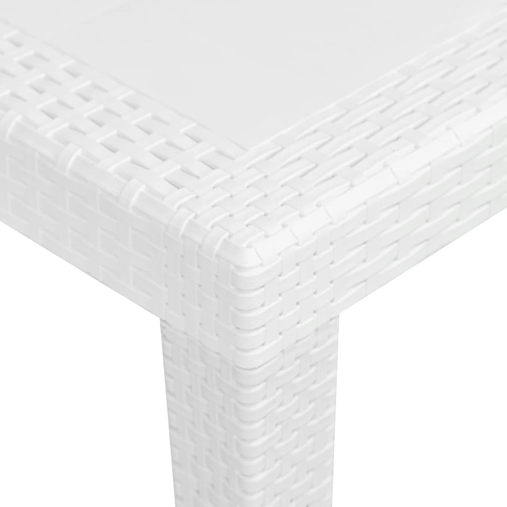 Fehér rattan küllemű műanyag kerti asztal 79x79x72 cm 