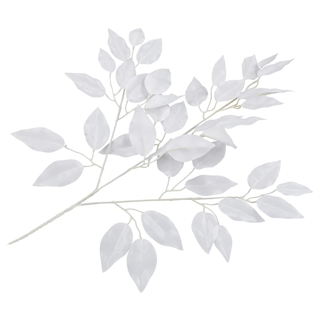 vidaXL Hojas artificiales de ficus 10 unidades blanco 65 cm